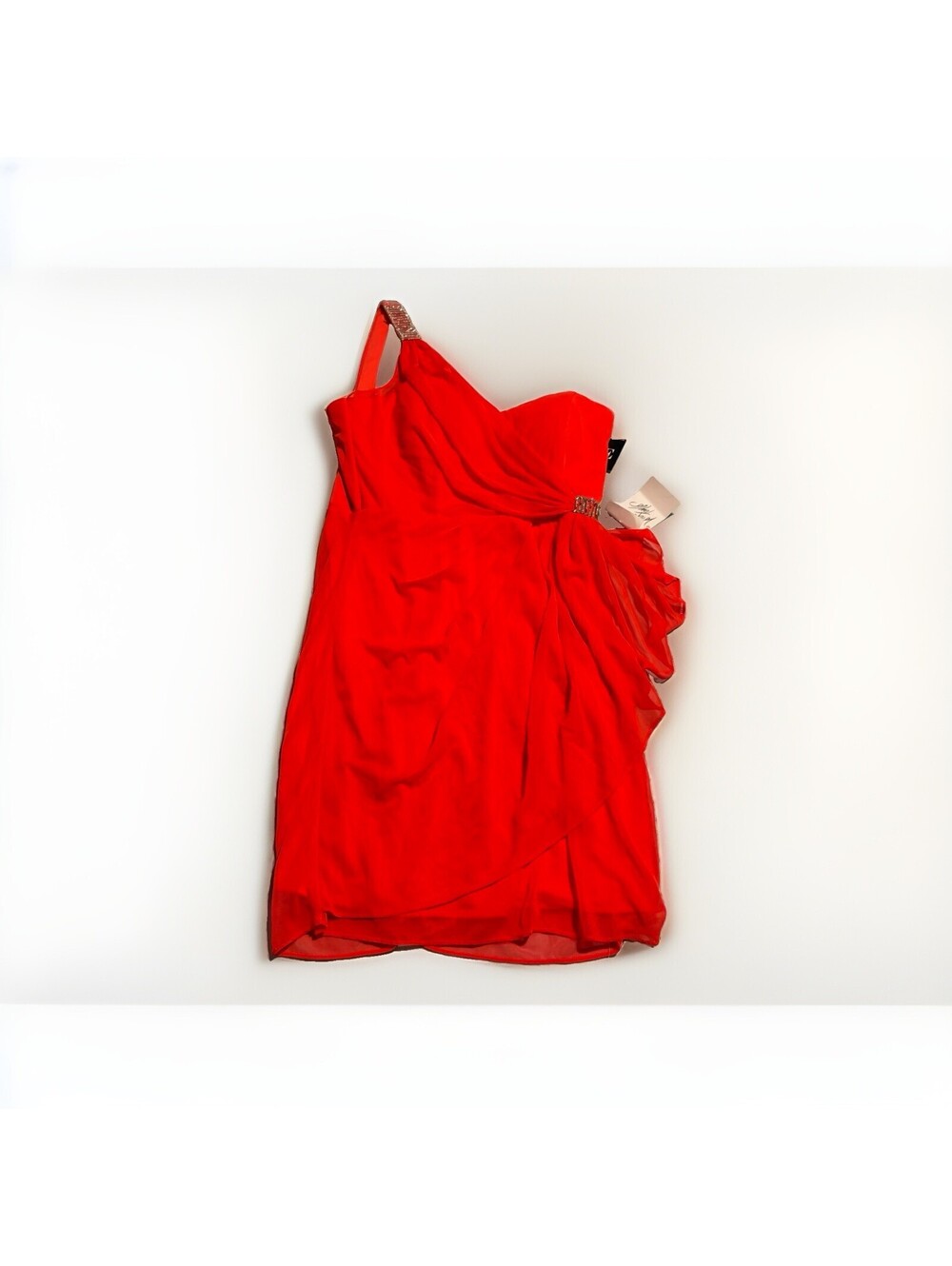 NWT XSCAPE RED FORMAL ONE STRAP GOWN DRESS STRAPLESS SIZE 12 MSRP $239.00